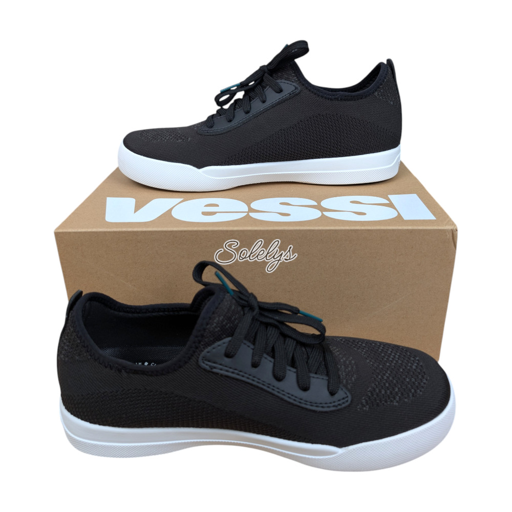 Vessi Weekend Womens 10 Asphalt Black White Waterproof Dyma-Tex Knit Sneaker